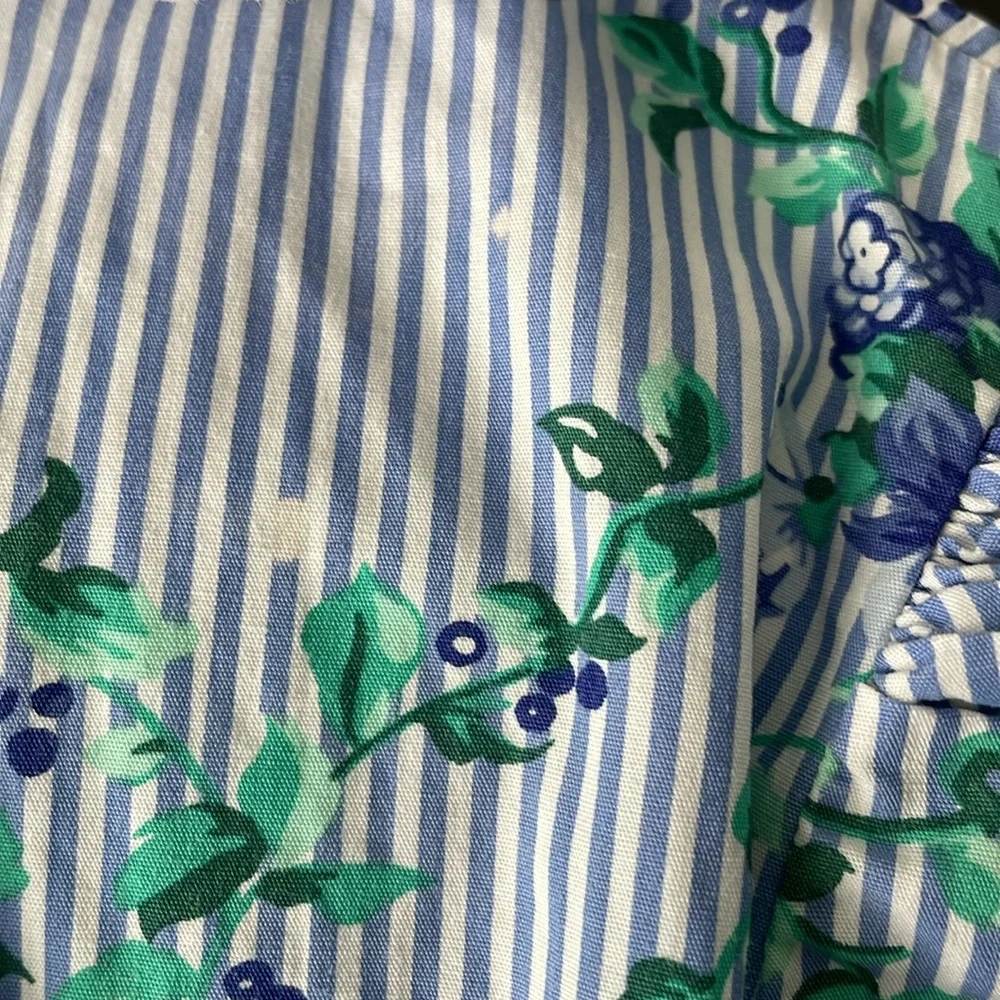 Vintage Floral Striped Puff Sleeve Dress - Picture 3 of 7